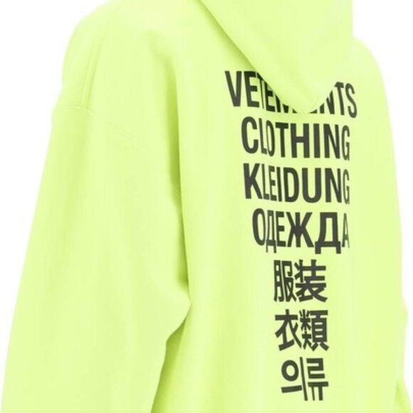 Vetements Translation Hoodie 'Neon Yellow' Men - Picture 3 of 5